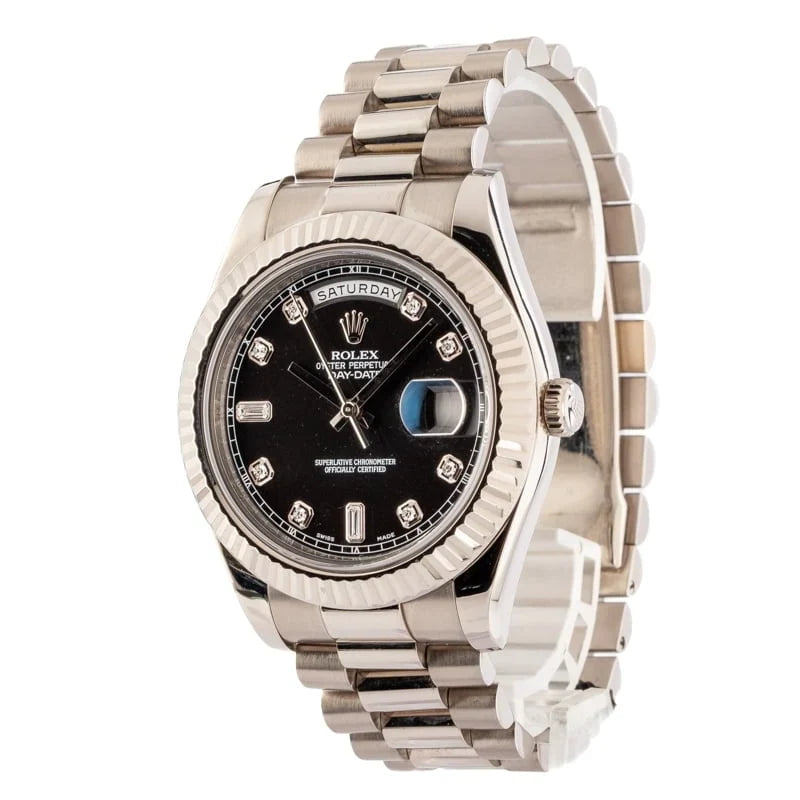 Rolex Day-Date II 218239 Black Diamond Dial