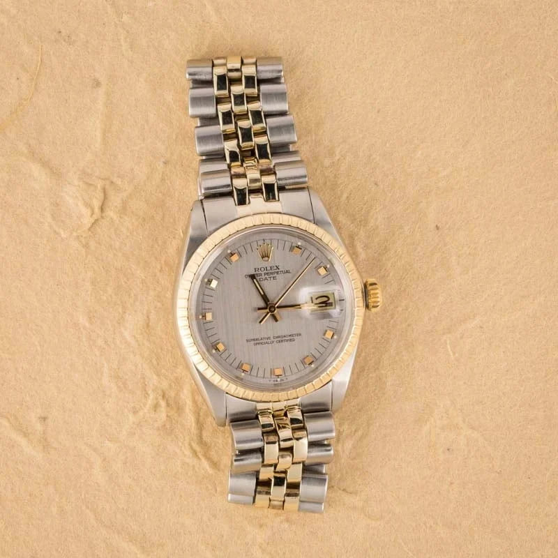 Rolex Date 1505 Engine Turned Bezel