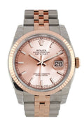 Datejust 36 Pink Dial Fluted Steel and 18k Rose Gold Jubilee Watch 116231.