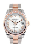 Datejust 31 White Roman Dial Diamond Bezel 18K Rose Gold Two Tone Ladies Watch 278341.