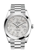 Day-Date 40 Meteorite Baguette Diamond Dial Dial Dome Bezel Platinum President Automatic Men's Watch 228206.