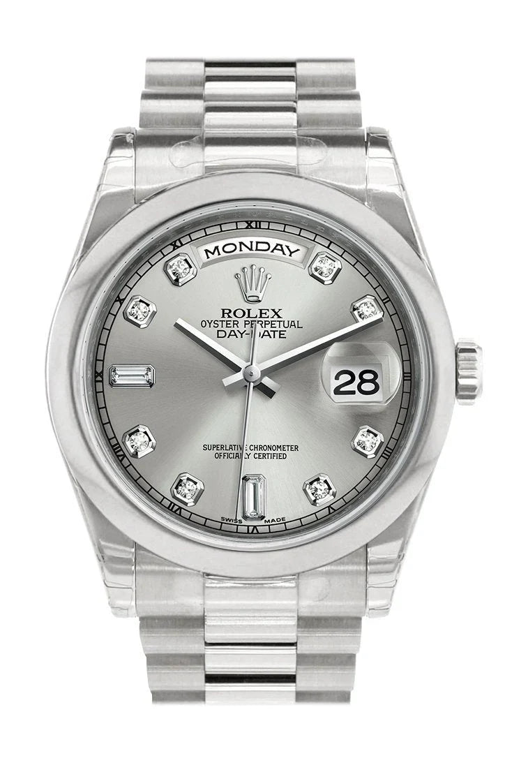 Day Date 36 Silver set with diamonds Dial President Men's Watch 118206.