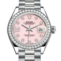 Rolex Lady Datejust 28 White Gold Pink Opal Diamond IX Dial & Diamond Bezel President Bracelet 279139RBR - BRAND NEW
