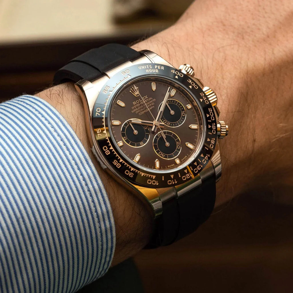 Rolex Daytona, Chocolate dial, Engraved Bezel, Rubber Oysterflex, Rose gold Watch 116515LN-0041