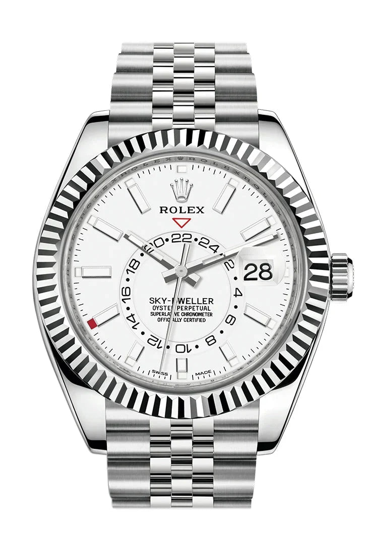 Sky Dweller White Dial 18K White Gold Bezel Steel Jubilee Men's Watch 326934.