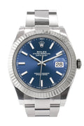 Datejust 41 Blue Dial White Gold Fluted Bezel Mens Watch 126334.