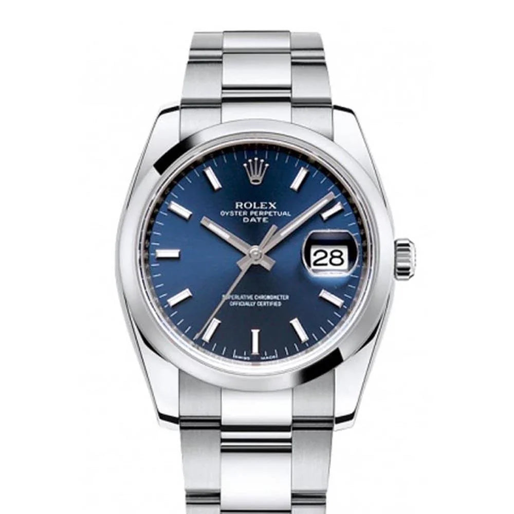 Date 34 Blue Dial Stainless Steel Men's Watch 115200.