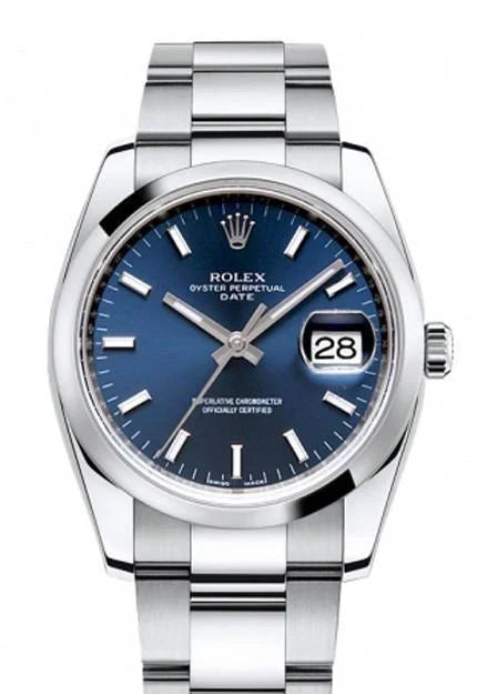 Date 34 Blue Dial Stainless Steel Men's Watch 115200.