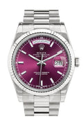 Day-Date 36 Cherry Dial Fluted Bezel President White Gold Watch 118239.