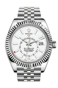 Sky Dweller White Dial 18K White Gold Bezel Steel Jubilee Men's Watch 326934.