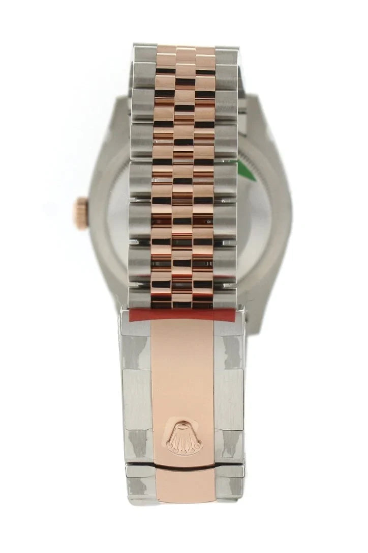 Datejust 36 White Mother-of-Pearl Set with Diamonds Dial Fluted Rose Gold Two Tone Jubilee Watch 126231 NP.