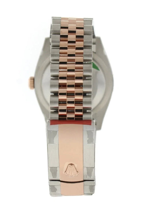 Datejust 36 White Mother-of-Pearl Set with Diamonds Dial Fluted Rose Gold Two Tone Jubilee Watch 126231 NP.