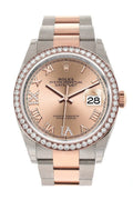 Datejust 36 Rose Set with Diamonds Dial Diamond Bezel Rose Gold Two Tone Watch 126281RBR 126281 NP.