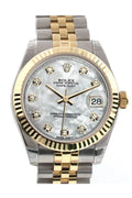 Datejust 31 Mother of Pearl Diamonds Dial Fluted Bezel 18K Gold Two Tone Jubilee Ladies 178273.