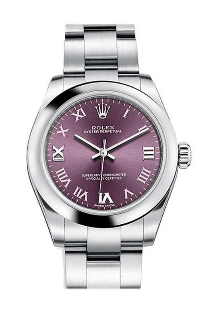 Oyster Perpetual 31 Red Grape Roman Dial Steel Ladies Watch 177200.