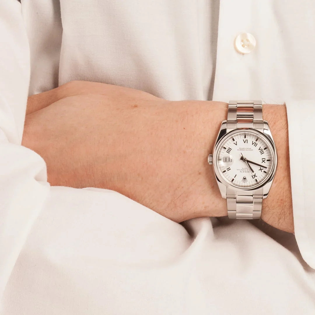 Rolex Date 115200 White Roman Dial