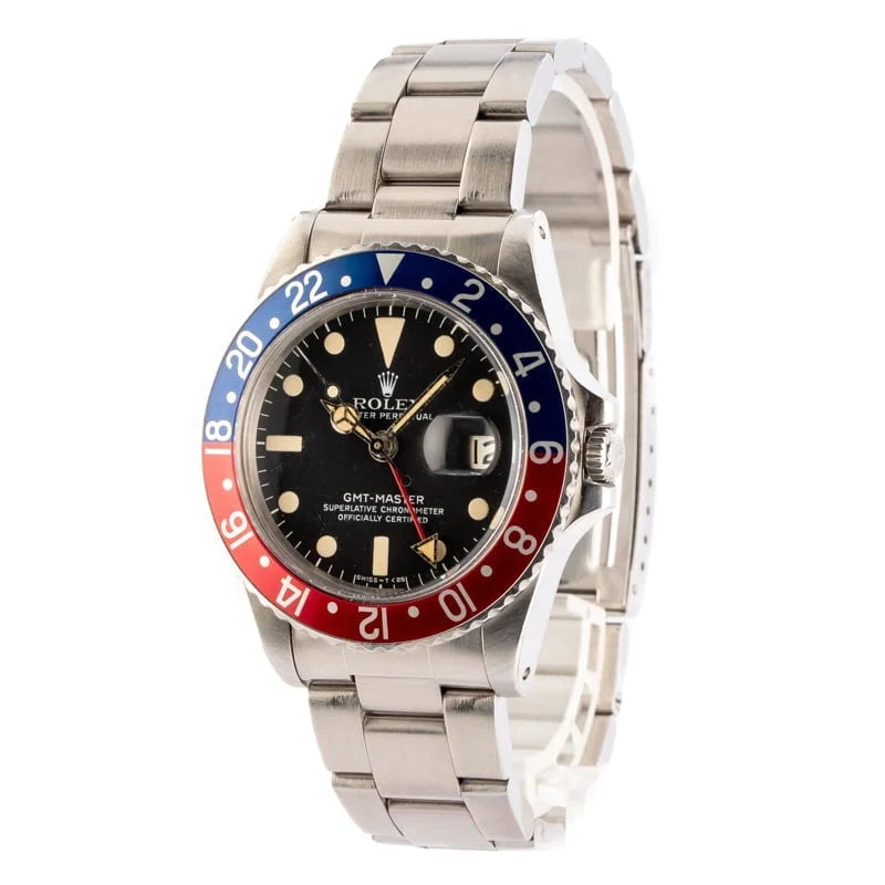 Vintage Rolex GMT-Master 1675 Pepsi Stainless Steel