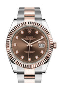 Datejust 41 Chocolate Diamond Dial Steel and 18K Rose Gold Oyster Men's Watch 126331.