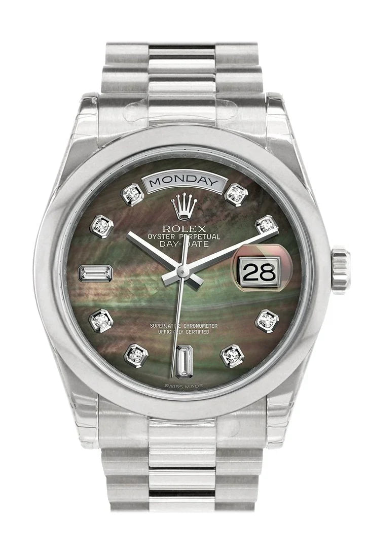 Day Date 36 Black mother of pearl set with diamonds Dial President Men's Watch 118206.