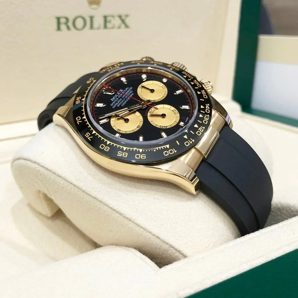 116518 Yellow Gold Cosmograph Daytona 40mm Black Paul Newman Index Dial Black Oysterflex.