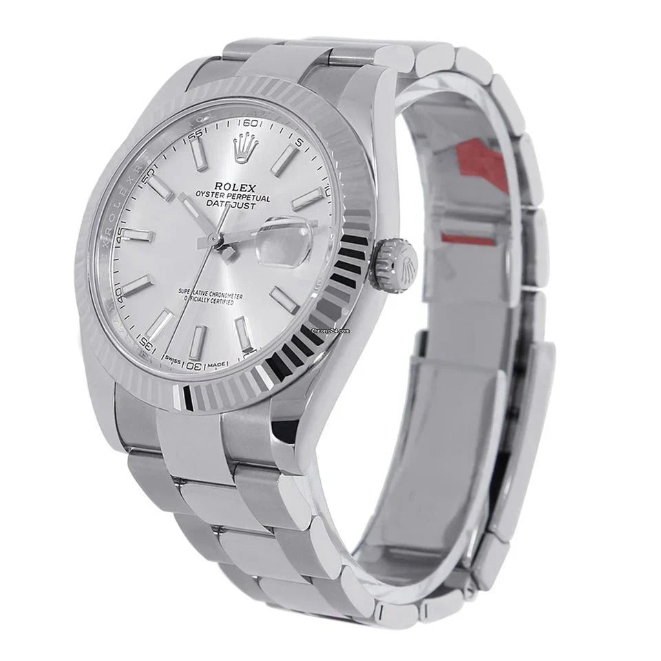 Datejust II Stainless Steel White Gold Silver Index Dial Watch 116334.