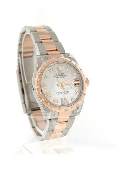 Datejust 31 White Mother of Pearl Roman Large VI set with Diamond Dial Diamond Bezel 18K Rose Gold Two Tone Ladies Watch 178341.