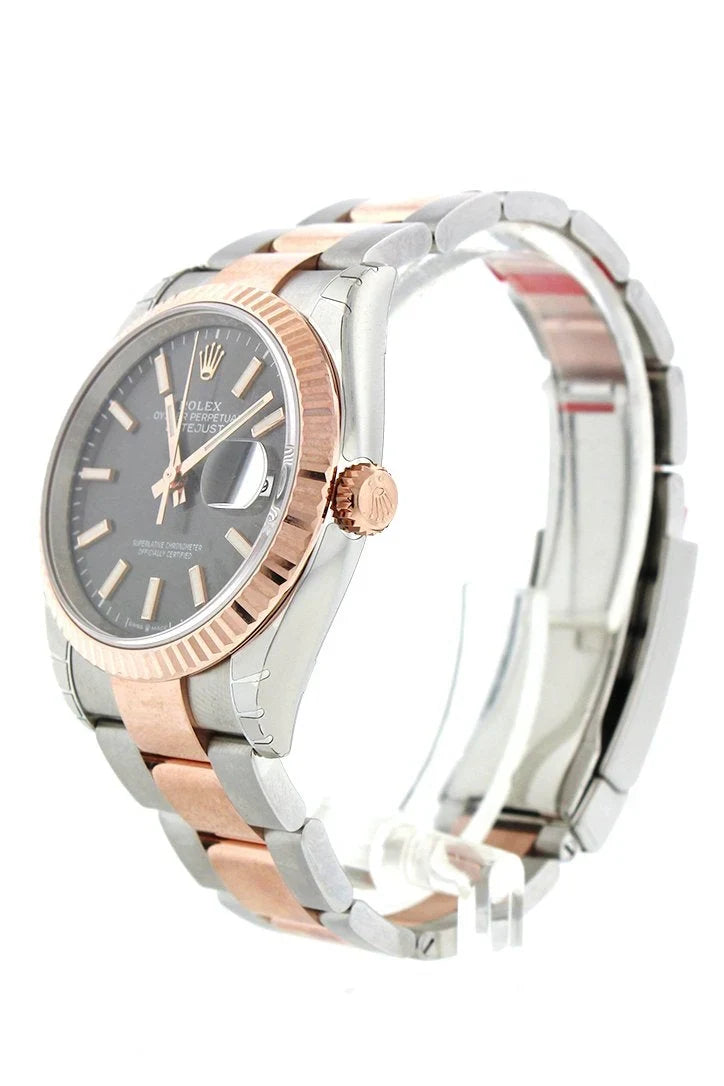 Datejust 36 Dark Rhodium Dial Fluted Rose Gold Two Tone Watch 126231 NP.