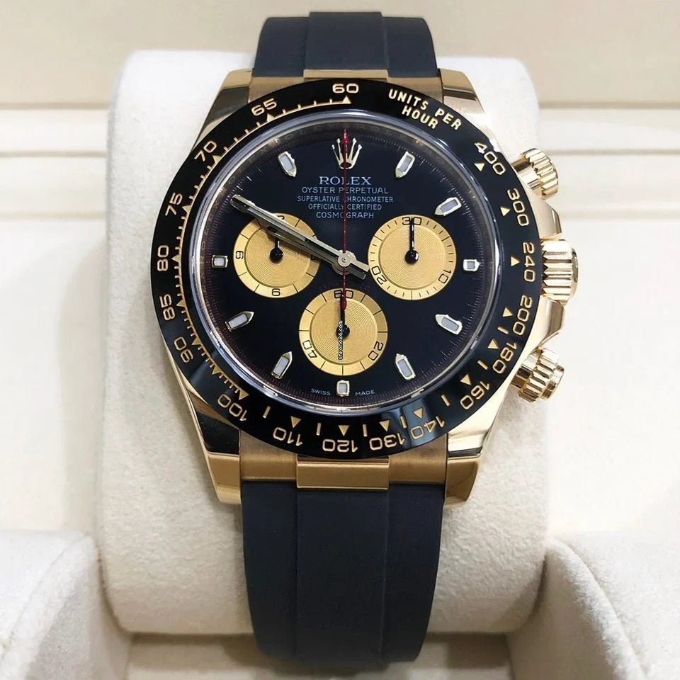 116518 Yellow Gold Cosmograph Daytona 40mm Black Paul Newman Index Dial Black Oysterflex.