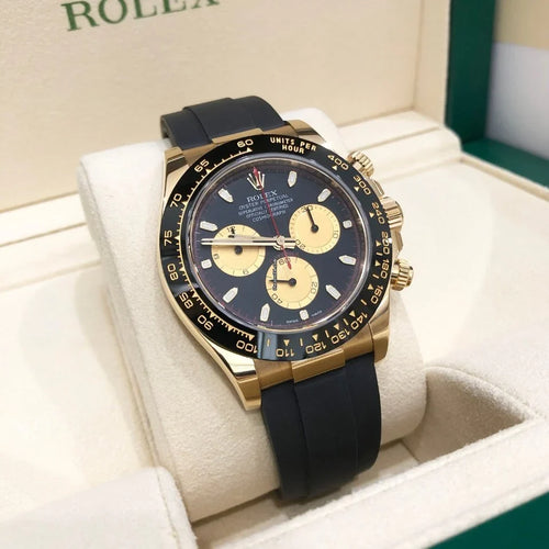 116518 Yellow Gold Cosmograph Daytona 40mm Black Paul Newman Index Dial Black Oysterflex