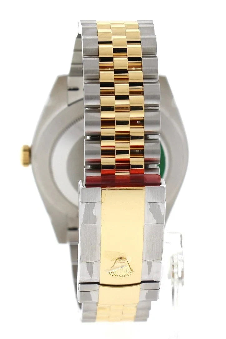Datejust 41 Black Dial Fluted Bezel 18k Yellow Gold Jubilee Mens Watch 126333.
