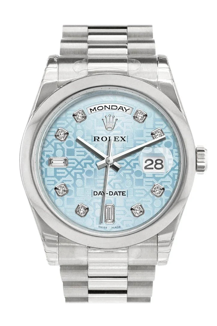 Day Date 36 Ice Blue Jubilee design set with diamonds Dial President Men's Watch 118206.